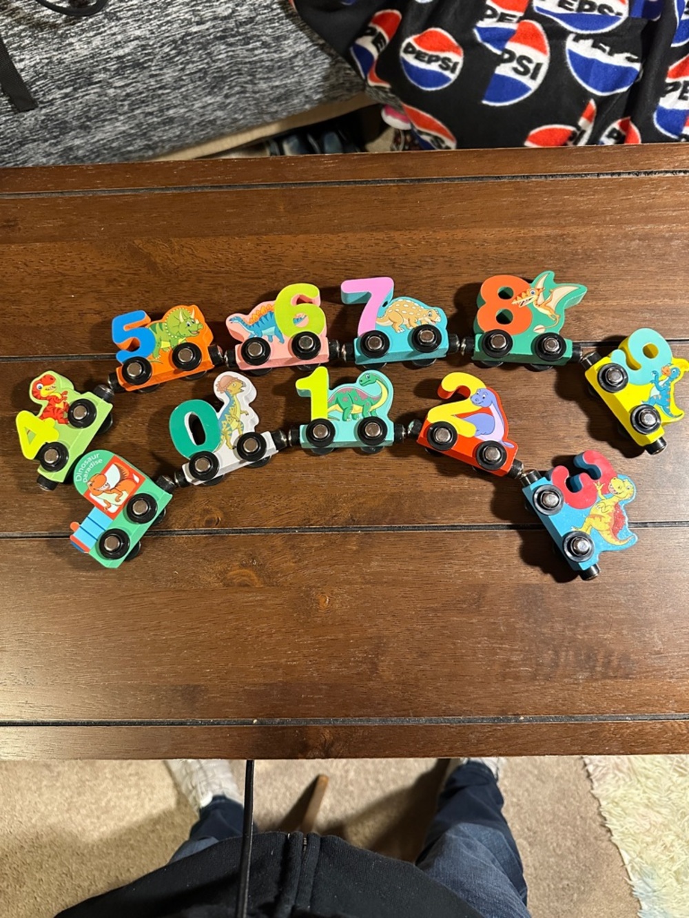 Wooden Number Train Puzzle - Colorful Counting Push-Along Toy